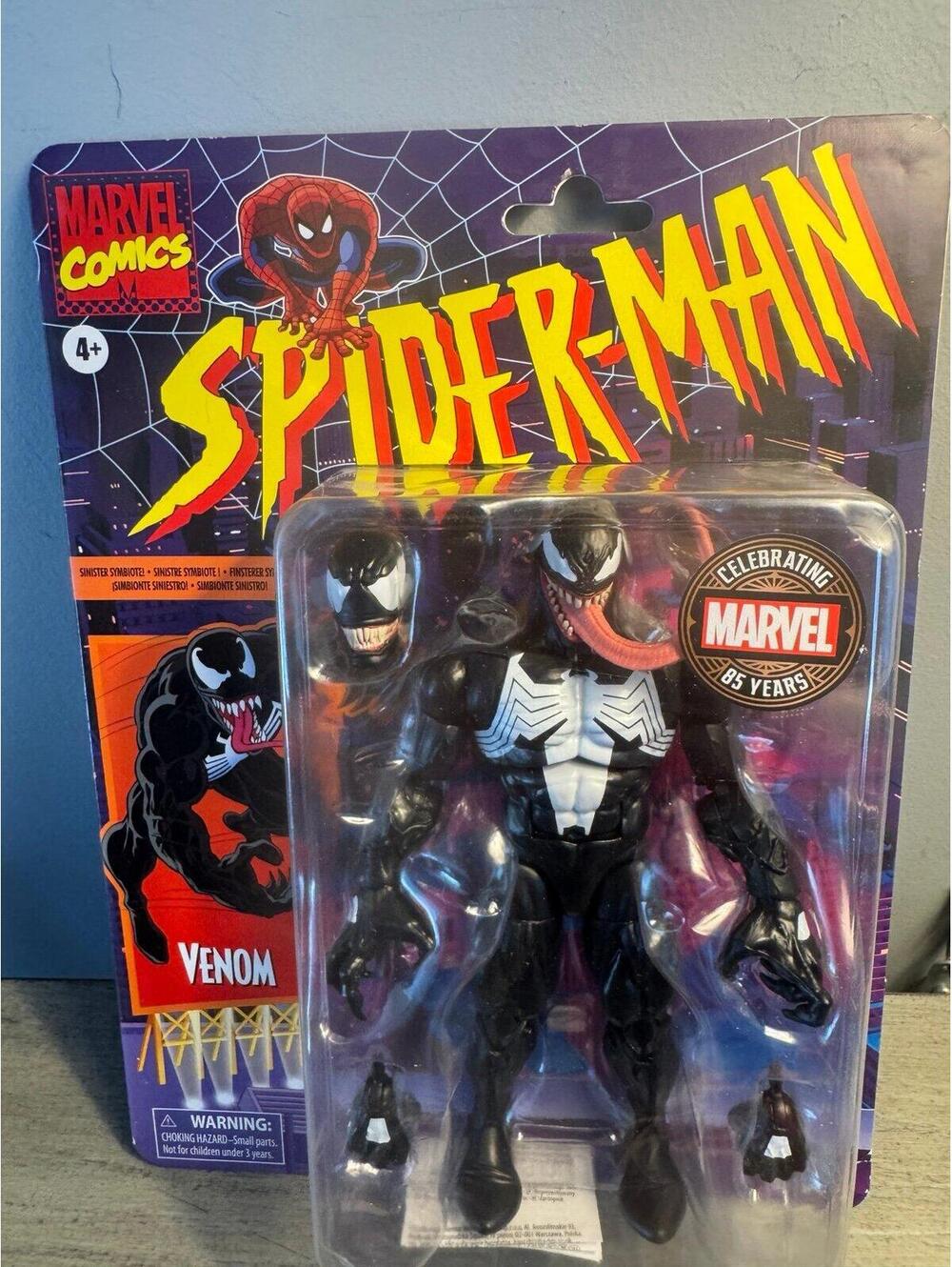 Marvel Legends Venom Retro Spider-Man Card Marvel 85 Years Hasbro 6” Figure Seal